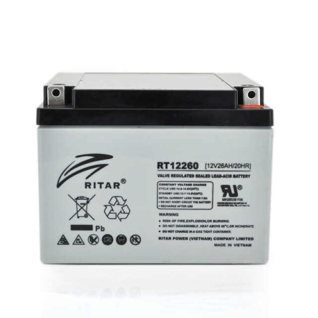 фотография аккумулятор для бесперебойника ritar rt12260, gray case, 12v 26ah