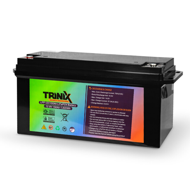 фотографія trinix 12v150ah - lifepo4 акумуляторна батарея 12в 150агод фотографія trinix 12v150ah - lifepo4 акумуляторна батарея 12в 150агод