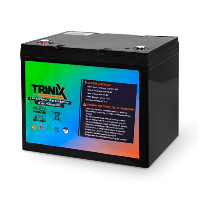 фотографія trinix 12v70ah - lifepo4 акумуляторна батарея 12в 70агод фотографія trinix 12v70ah - lifepo4 акумуляторна батарея 12в 70агод