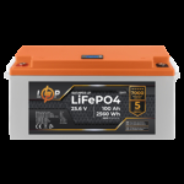 фотография Аккумулятор LP LiFePO4 24V (25,6V) - 100 Ah (2560Wh) (BMS 80/40А) пластик LCD для ИБП фотография Аккумулятор LP LiFePO4 24V (25,6V) - 100 Ah (2560Wh) (BMS 80/40А) пластик LCD для ИБП
