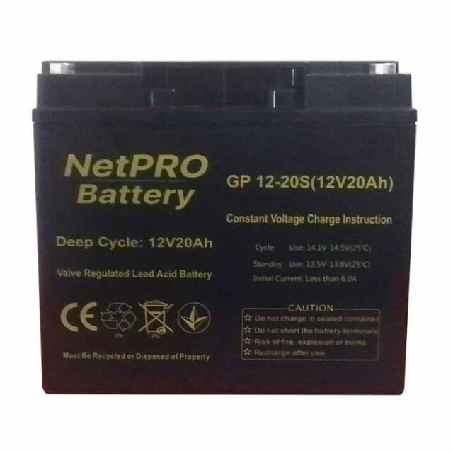 фотография netpro gp 12-20s - аккумулятор 12в 20 ач