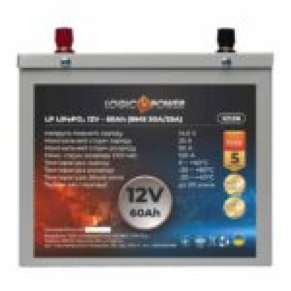 фотографія Акумулятор LiFePO4 LogicPower 12V - 60 Ah (BMS 50A/25A) метал