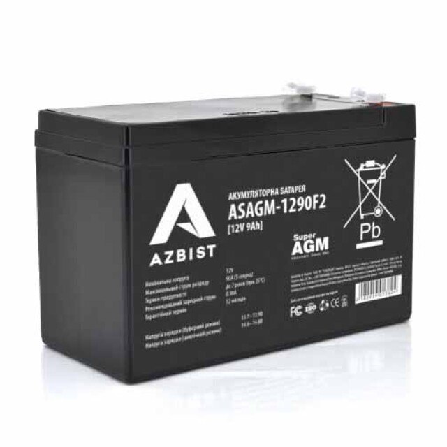 фотографія azbist super asagm-1290f2 - акумулятор 9ah 12v фотографія azbist super asagm-1290f2 - акумулятор 9ah 12v