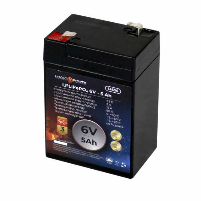 фотографія акумулятор lifepo4 logicpower 6v - 5 ah фотографія акумулятор lifepo4 logicpower 6v - 5 ah