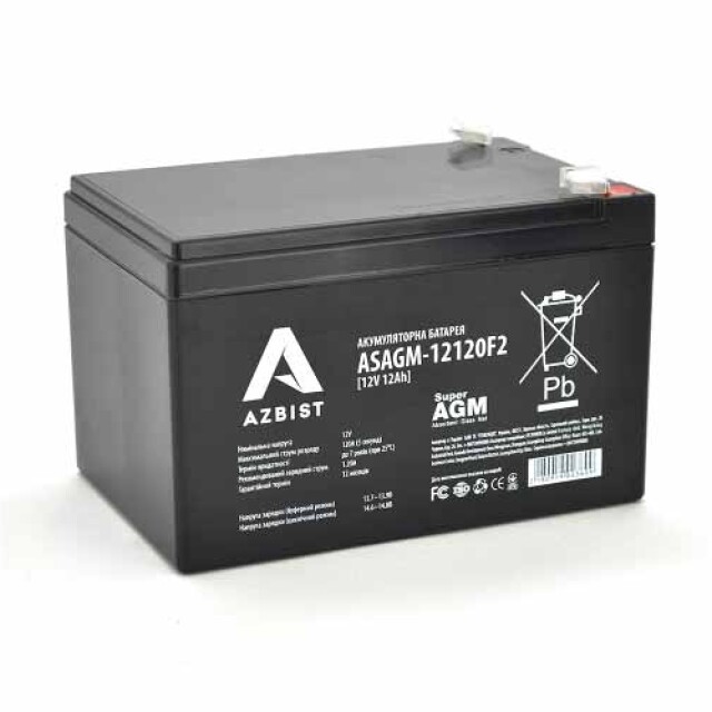 фотография azbist super asagm-12120f2 - аккумулятор 12ah 12v