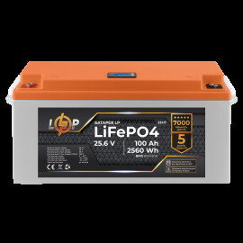 Аккумулятор LP LiFePO4 24V (25,6V) - 100 Ah (2560Wh) (BMS 80/40А) пластик LCD для ИБП