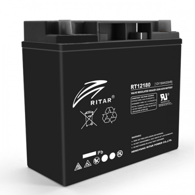 фотографія акумулятор для безперебійника ritar rt12180b, black case, 12v 18ah