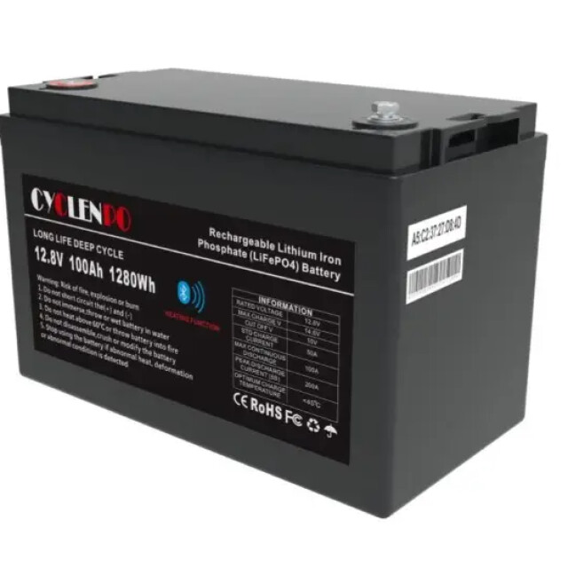 фотографія cyclen 12.8v 100ah lifepo4 - акумулятор 1280 втгод з bluetooth-підігрівом фотографія cyclen 12.8v 100ah lifepo4 - акумулятор 1280 втгод з bluetooth-підігрівом