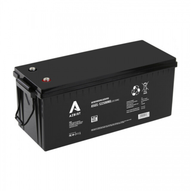 фотографія акумулятор azbist super gel asgel-122500m8, black case, 12v 250.0ah