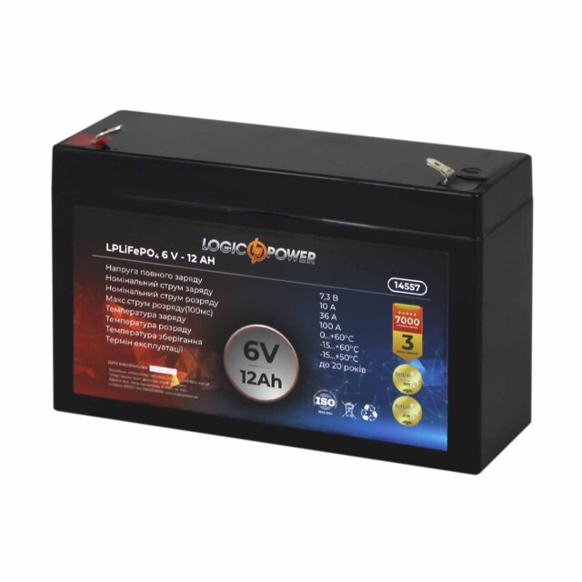 фотографія акумулятор lifepo4 logicpower 6v - 12 ah фотографія акумулятор lifepo4 logicpower 6v - 12 ah