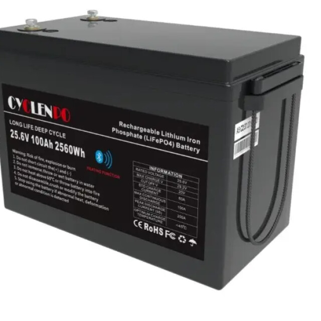 фотографія cyclen 25.6v 100ah lifepo4 - акумулятор 2560 втгод з bluetooth-підігрівом фотографія cyclen 25.6v 100ah lifepo4 - акумулятор 2560 втгод з bluetooth-підігрівом